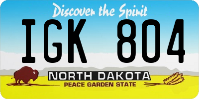 ND license plate IGK804