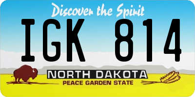 ND license plate IGK814