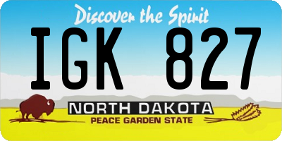 ND license plate IGK827