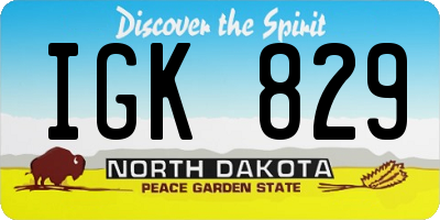 ND license plate IGK829