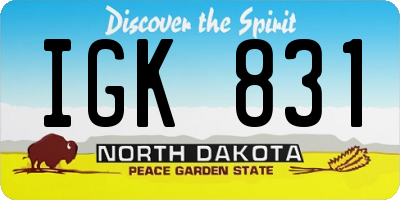 ND license plate IGK831