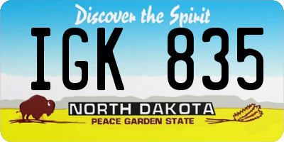 ND license plate IGK835
