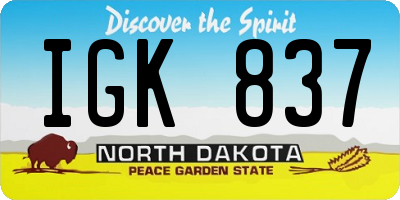 ND license plate IGK837