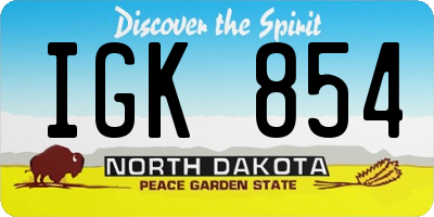 ND license plate IGK854