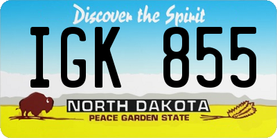 ND license plate IGK855
