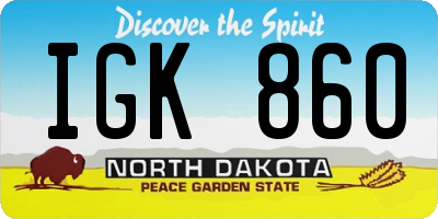 ND license plate IGK860