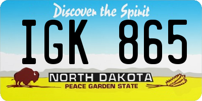 ND license plate IGK865