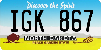 ND license plate IGK867