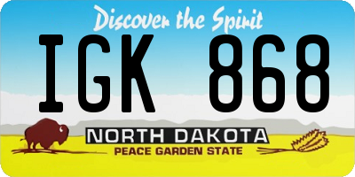 ND license plate IGK868