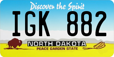 ND license plate IGK882