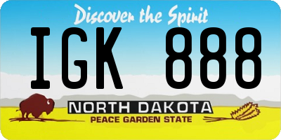 ND license plate IGK888