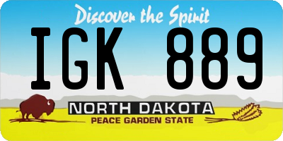 ND license plate IGK889