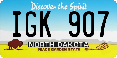 ND license plate IGK907
