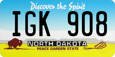 ND license plate IGK908