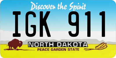 ND license plate IGK911