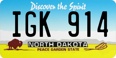 ND license plate IGK914