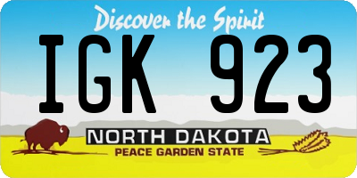 ND license plate IGK923