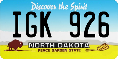 ND license plate IGK926