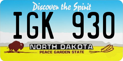 ND license plate IGK930