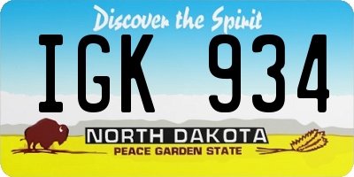 ND license plate IGK934