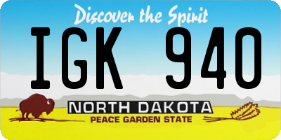 ND license plate IGK940