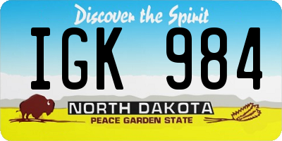 ND license plate IGK984