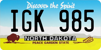 ND license plate IGK985