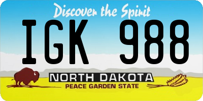ND license plate IGK988