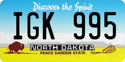 ND license plate IGK995