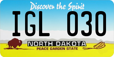 ND license plate IGL030