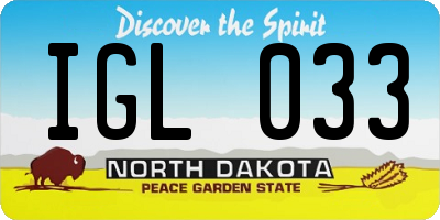 ND license plate IGL033