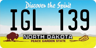ND license plate IGL139