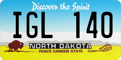 ND license plate IGL140
