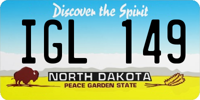 ND license plate IGL149