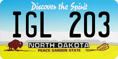 ND license plate IGL203