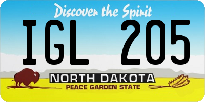 ND license plate IGL205