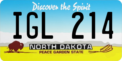 ND license plate IGL214