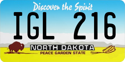 ND license plate IGL216
