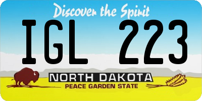 ND license plate IGL223