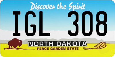 ND license plate IGL308