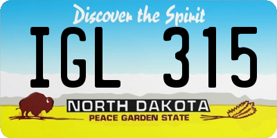 ND license plate IGL315