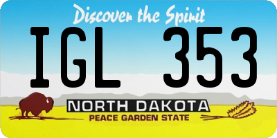 ND license plate IGL353