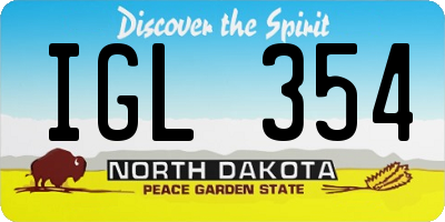 ND license plate IGL354