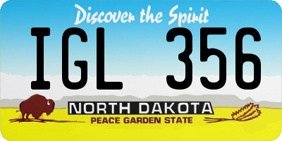 ND license plate IGL356