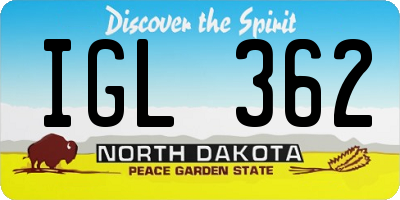 ND license plate IGL362