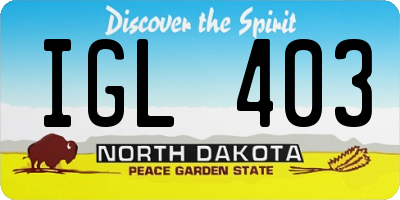ND license plate IGL403
