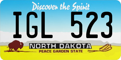 ND license plate IGL523