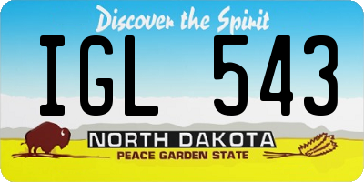 ND license plate IGL543