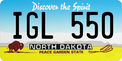 ND license plate IGL550