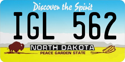 ND license plate IGL562
